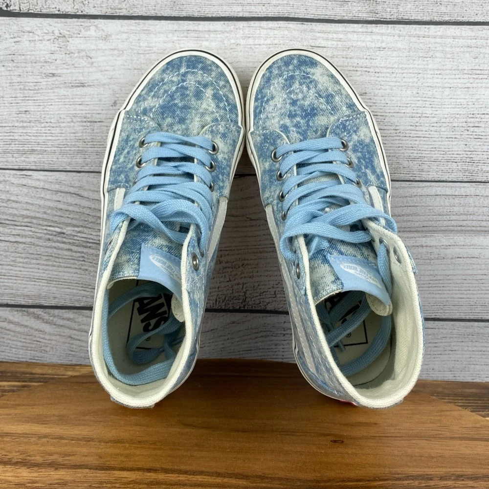 Vans Sk8 Hi Tapered Denim Destroy Winter Sky Sneaker Women’s Shoe Size 6.5 - Picture 9 of 11